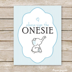 Blue Elephant Sign the Onesie Sign