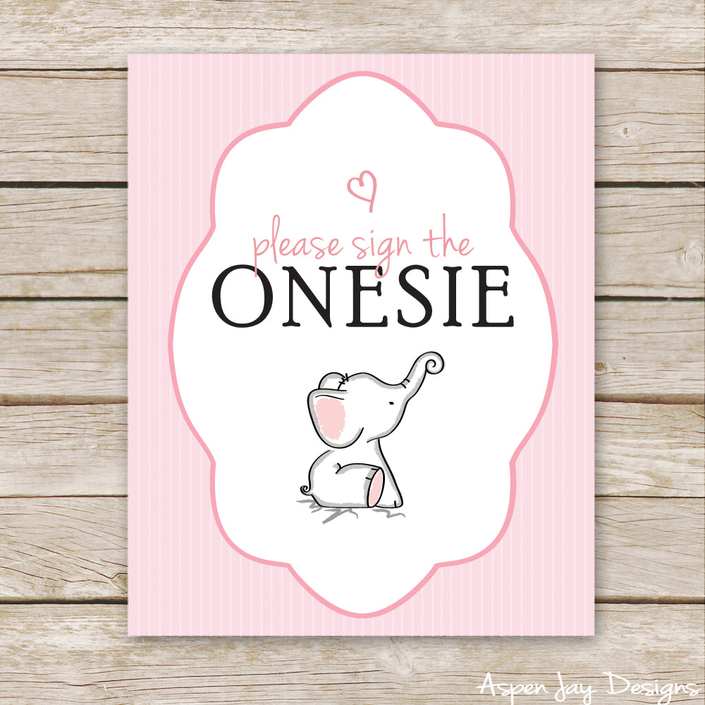 Please Sign The Onesie girl baby shower printable