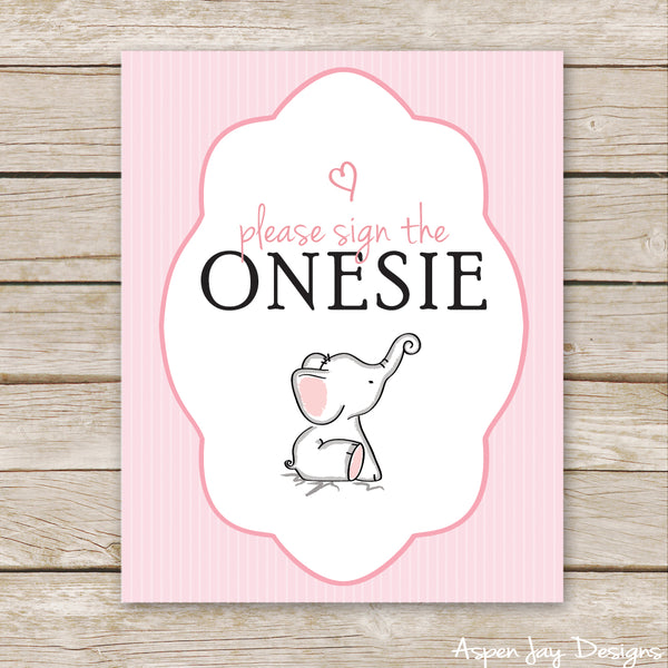 Pink Elephant Decorate a Onesie Sign