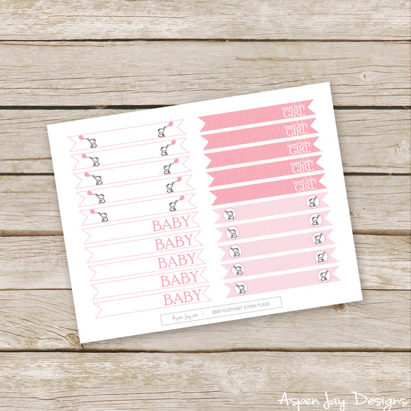 Pink Elephant Straw Flags