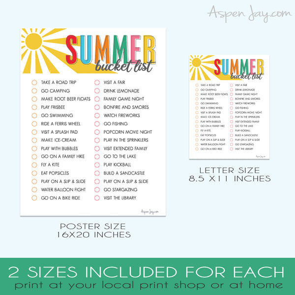 EDITABLE Summer Bucket List