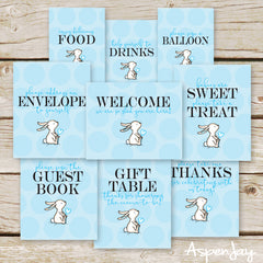 Blue Bunny Baby Shower Signs