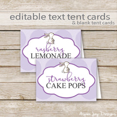 Editable Purple Bunny Party Labels