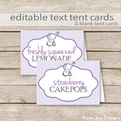 Editable Purple Elephant Party Labels