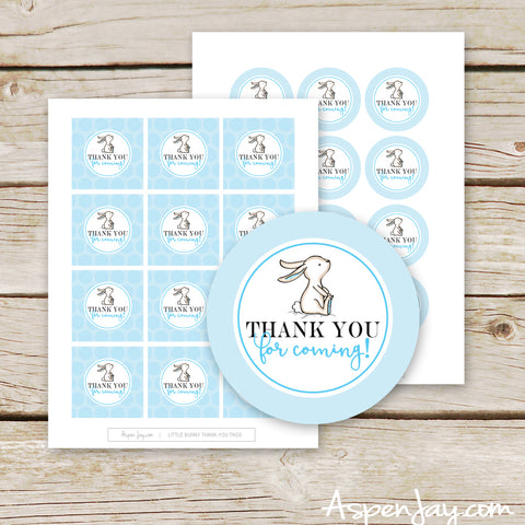 Blue Bunny Thank-You Favor Tags