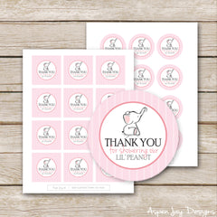Pink Elephant Shower Favor Tags