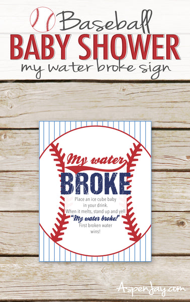 Baseball My Water Broke Sign